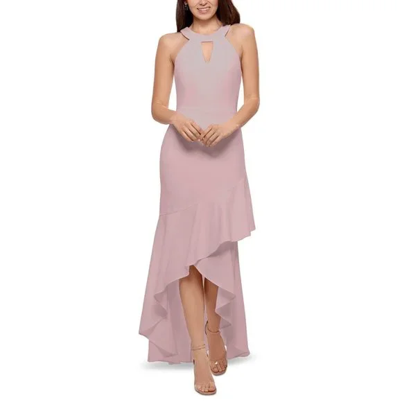 Betsy & Adam Womens Ruffled Sleeveless Cutout Halter Gown Dress Size 12 Keyhole - Picture 9 of 10